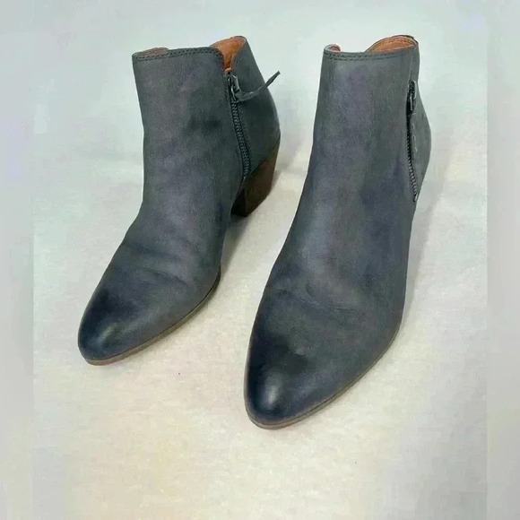 Frye Judith double zip leather booties 2 inch heel size 9 M gray 2 inch heel - Picture 1 of 8